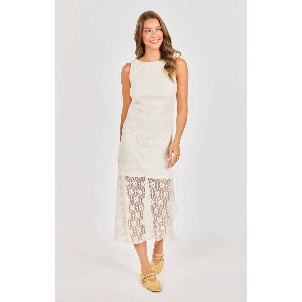 NEW SADIE & SAGE letters midi dress in cream